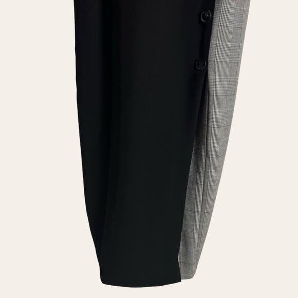 Fame and Partners Everly Black Plaid Button Front V-Neck Midi Dress Size 6 - Picture 11 of 16